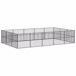 vidaXL Dog Playpen 16 Panels Dog Kennel Pet Dog Crate Black Galvanised Steel - Additional view 6