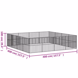 vidaXL Dog Playpen 16 Panels Dog Kennel Pet Dog Crate Black Galvanised Steel - Additional view 9