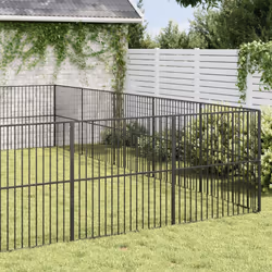 vidaXL Dog Playpen 20 Panels Dog Kennel Pet Dog Crate Black Galvanised Steel - Additional view 2