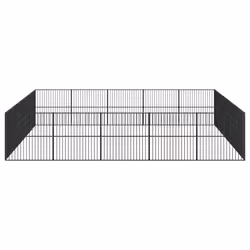 vidaXL Dog Playpen 20 Panels Dog Kennel Pet Dog Crate Black Galvanised Steel - Additional view 4
