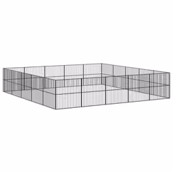 vidaXL Dog Playpen 20 Panels Dog Kennel Pet Dog Crate Black Galvanised Steel - Additional view 5