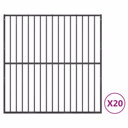 vidaXL Dog Playpen 20 Panels Dog Kennel Pet Dog Crate Black Galvanised Steel - Additional view 7
