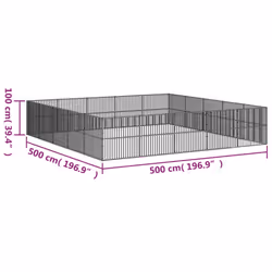 vidaXL Dog Playpen 20 Panels Dog Kennel Pet Dog Crate Black Galvanised Steel - Additional view 8