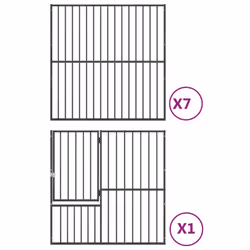vidaXL Dog Playpen 8 Panels Dog Kennel Pet Dog Crate Black Galvanised Steel - Additional view 7