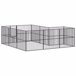 vidaXL Dog Playpen 12 Panels Dog Kennel Pet Dog Crate Black Galvanised Steel - Additional view 5