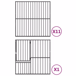 vidaXL Dog Playpen 12 Panels Dog Kennel Pet Dog Crate Black Galvanised Steel - Additional view 7