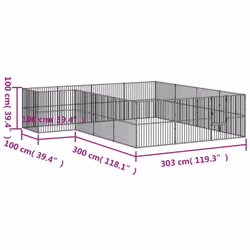 vidaXL Dog Playpen 16 Panels Dog Kennel Pet Dog Crate Black Galvanised Steel