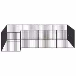 vidaXL Dog Playpen 16 Panels Dog Kennel Pet Dog Crate Black Galvanised Steel - Additional view 4