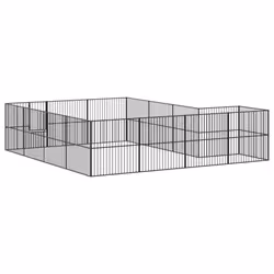 vidaXL Dog Playpen 16 Panels Dog Kennel Pet Dog Crate Black Galvanised Steel - Additional view 5