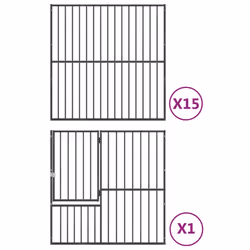 vidaXL Dog Playpen 16 Panels Dog Kennel Pet Dog Crate Black Galvanised Steel - Additional view 7