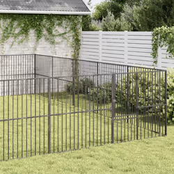 vidaXL Dog Playpen 20 Panels Dog Kennel Pet Dog Crate Black Galvanised Steel