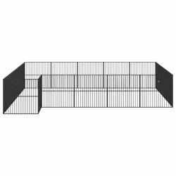 vidaXL Dog Playpen 20 Panels Dog Kennel Pet Dog Crate Black Galvanised Steel - Additional view 4