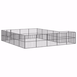 vidaXL Dog Playpen 20 Panels Dog Kennel Pet Dog Crate Black Galvanised Steel - Additional view 5