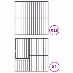 vidaXL Dog Playpen 20 Panels Dog Kennel Pet Dog Crate Black Galvanised Steel - Additional view 7