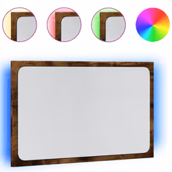 vidaXL LED Bathroom Mirror Toilet Mirror Washroom Wall Mirror Engineered Wood - smoked oak