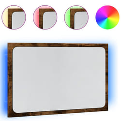 vidaXL LED Bathroom Mirror Toilet Mirror Washroom Wall Mirror Engineered Wood - smoked oak