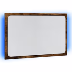 vidaXL LED Bathroom Mirror Toilet Mirror Washroom Wall Mirror Engineered Wood - smoked oak - Additional view 4