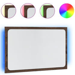 vidaXL LED Bathroom Mirror Toilet Mirror Washroom Wall Mirror Engineered Wood - brown oak