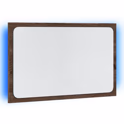 vidaXL LED Bathroom Mirror Toilet Mirror Washroom Wall Mirror Engineered Wood - brown oak - Additional view 4