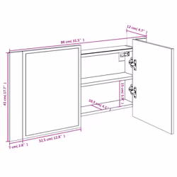 vidaXL LED Bathroom Mirror Cabinet Washroom Sink Cabinet Mirror Furniture - grey sonoma