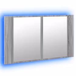 vidaXL LED Bathroom Mirror Cabinet Washroom Sink Cabinet Mirror Furniture - grey sonoma - Additional view 4