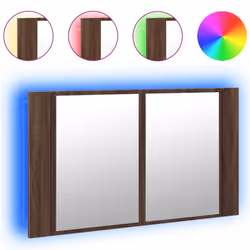 vidaXL LED Bathroom Mirror Cabinet Washroom Sink Cabinet Mirror Furniture - brown oak