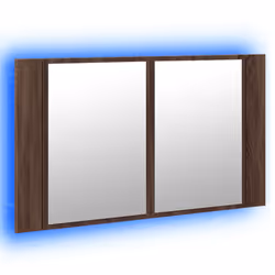 vidaXL LED Bathroom Mirror Cabinet Washroom Sink Cabinet Mirror Furniture - brown oak - Additional view 4