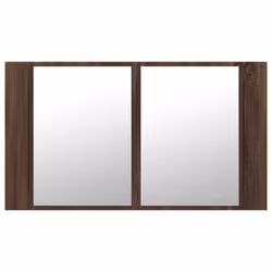 vidaXL LED Bathroom Mirror Cabinet Washroom Sink Cabinet Mirror Furniture - brown oak - Additional view 6
