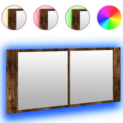 vidaXL LED Bathroom Mirror Cabinet Washroom Mirror Storage Cupboard Organiser - smoked oak