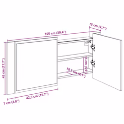 vidaXL LED Bathroom Mirror Cabinet Washroom Mirror Storage Cupboard Organiser - smoked oak