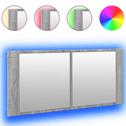 vidaXL LED Bathroom Mirror Cabinet Washroom Mirror Storage Cupboard Organiser - grey sonoma