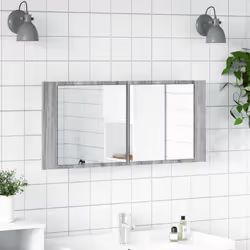 vidaXL LED Bathroom Mirror Cabinet Washroom Mirror Storage Cupboard Organiser - grey sonoma