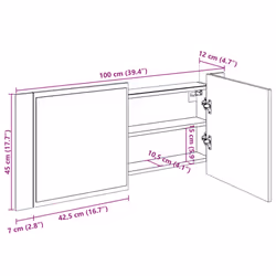 vidaXL LED Bathroom Mirror Cabinet Washroom Mirror Storage Cupboard Organiser - grey sonoma