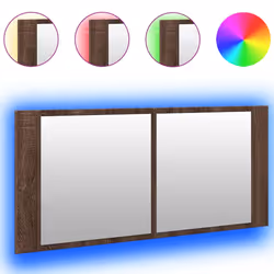 vidaXL LED Bathroom Mirror Cabinet Washroom Mirror Storage Cupboard Organiser - brown oak