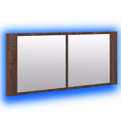 vidaXL LED Bathroom Mirror Cabinet Washroom Mirror Storage Cupboard Organiser - brown oak - Additional view 4