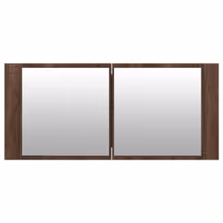 vidaXL LED Bathroom Mirror Cabinet Washroom Mirror Storage Cupboard Organiser - brown oak - Additional view 6