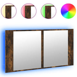 vidaXL LED Bathroom Mirror Cabinet Washroom Sink Cabinet Mirror Furniture - smoked oak