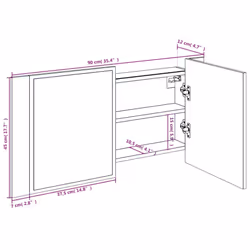 vidaXL LED Bathroom Mirror Cabinet Washroom Sink Cabinet Mirror Furniture - smoked oak