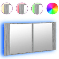 vidaXL LED Bathroom Mirror Cabinet Washroom Sink Cabinet Mirror Furniture - grey sonoma