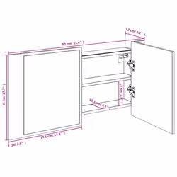 vidaXL LED Bathroom Mirror Cabinet Washroom Sink Cabinet Mirror Furniture - brown oak