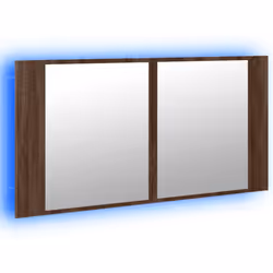 vidaXL LED Bathroom Mirror Cabinet Washroom Sink Cabinet Mirror Furniture - brown oak - Additional view 4