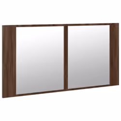 vidaXL LED Bathroom Mirror Cabinet Washroom Sink Cabinet Mirror Furniture - brown oak - Additional view 5