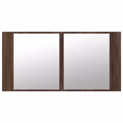 vidaXL LED Bathroom Mirror Cabinet Washroom Sink Cabinet Mirror Furniture - brown oak - Additional view 6