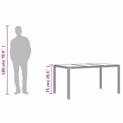 vidaXL Garden Table with Glass Top Outdoor Dining Table Beige Poly Rattan - Additional view 9