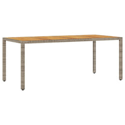 vidaXL Garden Table with Acacia Wood Top Outdoor Dining Table Grey Poly Rattan