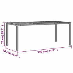 vidaXL Garden Table with Acacia Wood Top Outdoor Dining Table Grey Poly Rattan - Additional view 10