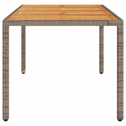 vidaXL Garden Table with Acacia Wood Top Outdoor Dining Table Grey Poly Rattan - Additional view 4
