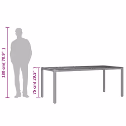 vidaXL Garden Table with Acacia Wood Top Outdoor Dining Table Grey Poly Rattan - Additional view 9