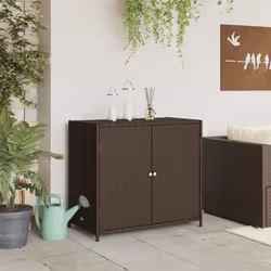 vidaXL Garden Storage Cabinet Outdoor Tool Storage Box Cupboard Poly Rattan - brown - Additional view 2
