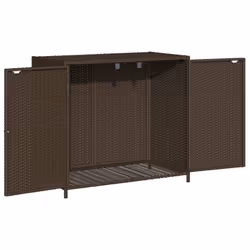 vidaXL Garden Storage Cabinet Outdoor Tool Storage Box Cupboard Poly Rattan - brown - Additional view 5